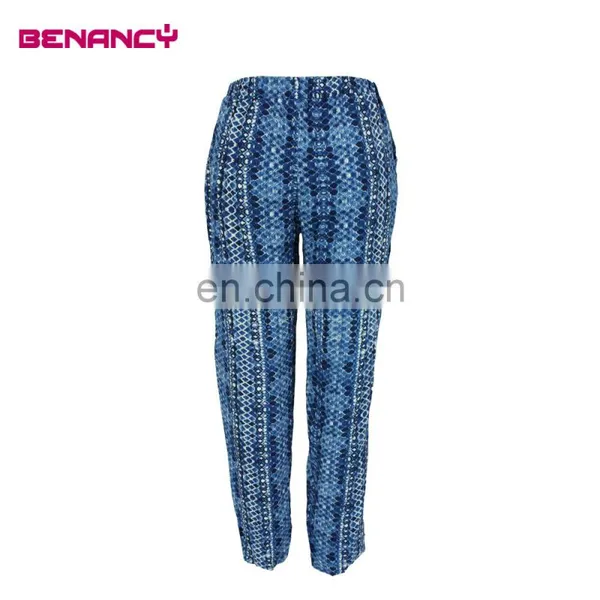 New Fashion Casual Blue Snakeskin Print Loose Fitting Long Women Pants photo-2