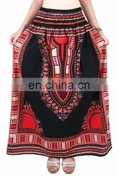 Dashiki African Skirt Cotton Mexican Hippie Tribal Ethic Boho Black Cotton Mexican Hippie Shirt Wrap With Elastic Skirt African photo-4