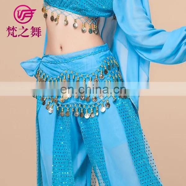 Cheap Chiffon 128 Coins Belly Dance Hip Scarf Belt With Gold Coins Y-2012# photo-3