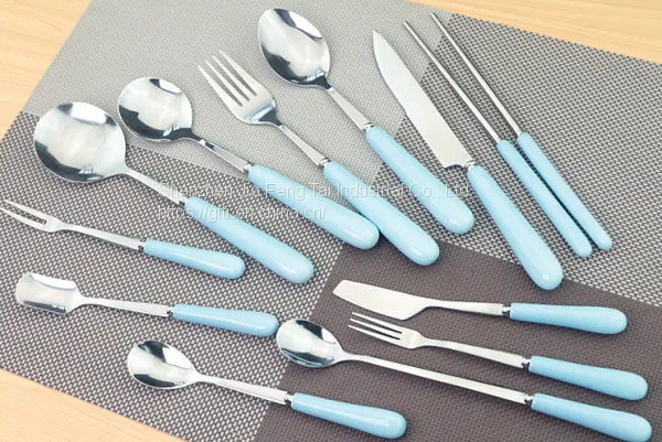 Ceramic Handle Stainless Steel Cake, Knife, Fork and Spoon Tableware Set photo-5