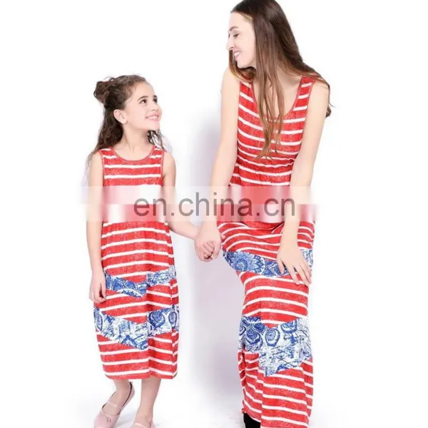 2019 Summer Mommy and me Family Wear Womens Red Stripes Lace Ruffle Maxi Daughter Dresses (this Link for Girls,1-12years) photo-3