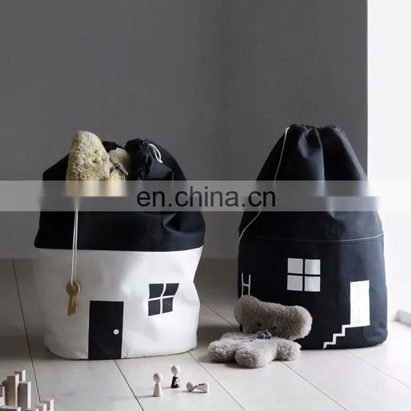 Kids Toy Storage Canvas Bags Duffle Storage Household Toy Bag With Drawstring Pouch Accessory for Toy Tent of Kids Room photo-2