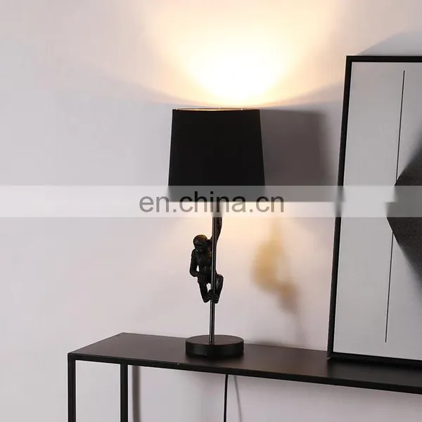 Monkey Sculpture Resin Base Animal Shape Desk Decoration Cheap Unique Black Table Lamps photo-4