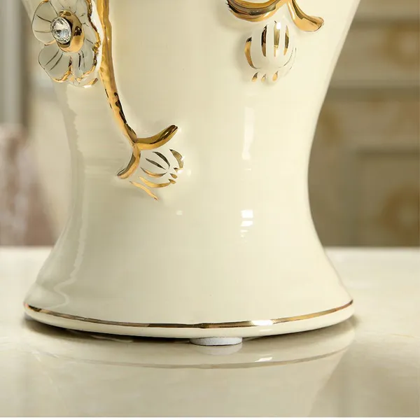 Hand Made Giled White Flower Ceramic Vase Livling Room Decoration For Wedding Gift photo-4