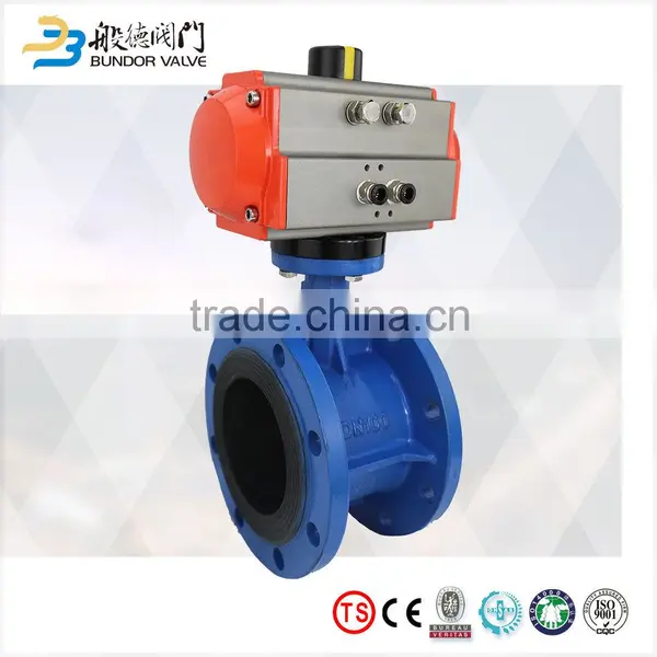 Price Cast Iron Double Flange Pneumatic Butterfly Valve photo-2