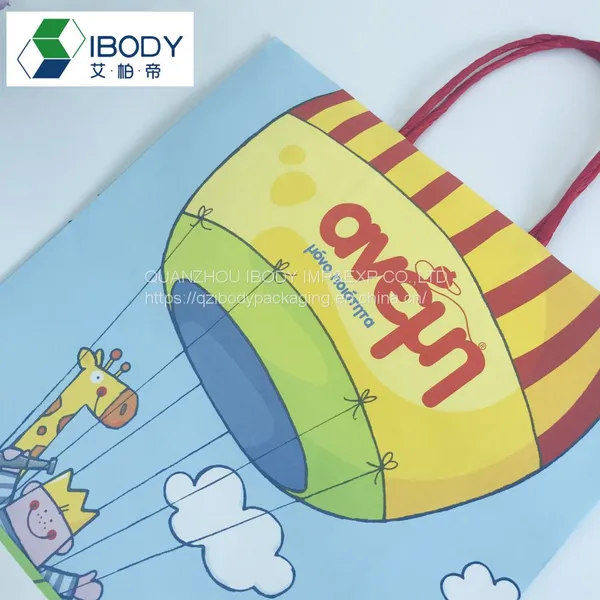 Recycled Kraft Paper Kids Birthday Shopping Gift Bag With Handle Kraft Paper Bag photo-4