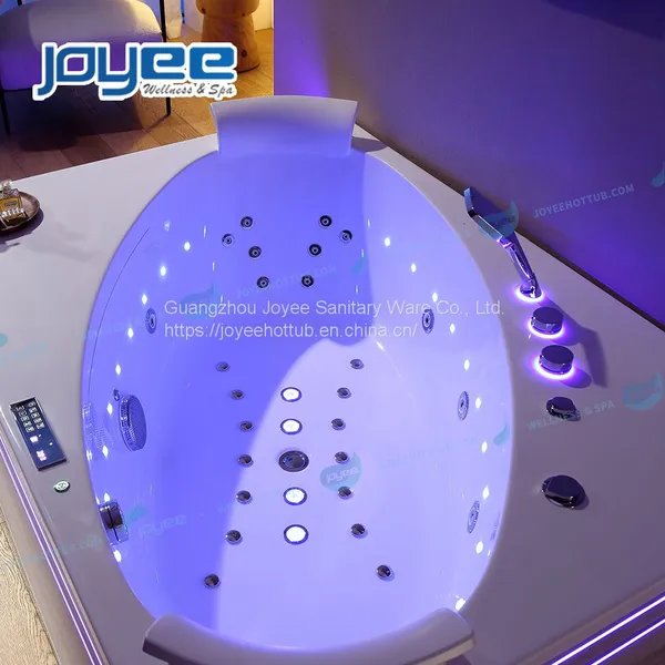 JOYEE 1-2 Person 2023 New Slyte White Acrylic SS Structure Hydro Whirlpool Massage Bathtub With Double Strip Light photo-2