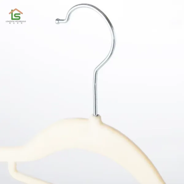 Non Slip High Quality Kids Velvet Plastic Clothes Hangers Metal Hook Multicolour Flocked Suit Coat Clothes Velvet Hangers photo-5