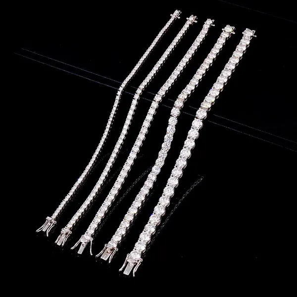 S925 Necklace Moissanite Wholesale Custom Men's Tennis Chain Bracelet Trendy Hip Hop Style With 925 Ice 2-6mm VVS1 Moissanite photo-2