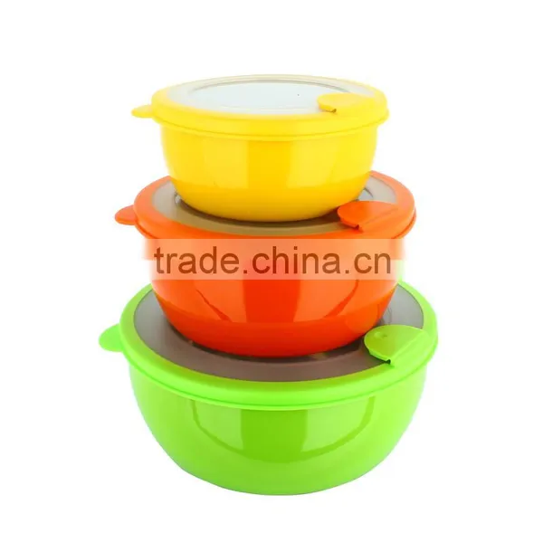 Caitang Factory Stainless Steel 3pcs Salad Bowl Set Food Serving Bowl Set With Lid photo-2