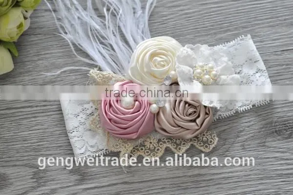 Wholesale Beautiful Girls Hair Accessory Fashion Feather Flower Baby Kids Headband for 0-3years photo-3