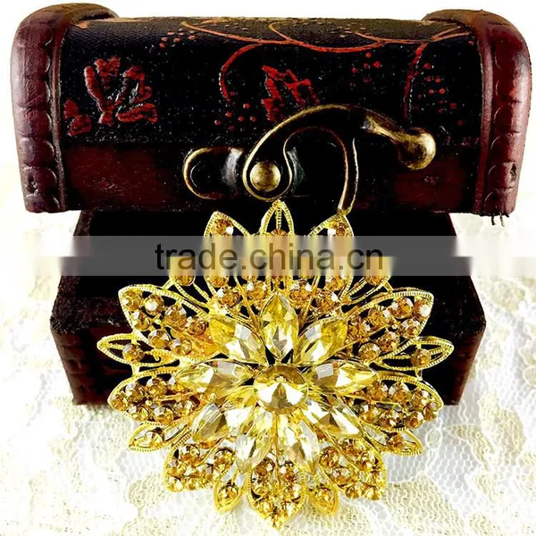 Beautiful Flower Crystal Strass Brooch Pin, Rose Colour Flower Rhinestone Strass Brooch for Party Invitation photo-2