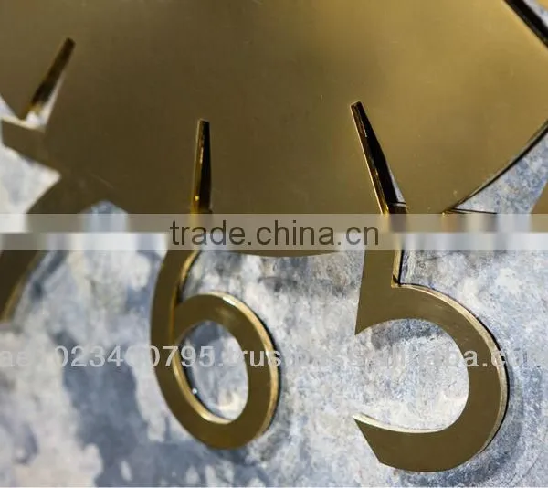 Unique Clock, Decorative Clock, Gold Plated Steel Numbers With Stone Veneer, Handmade Latest Wall Clock photo-3