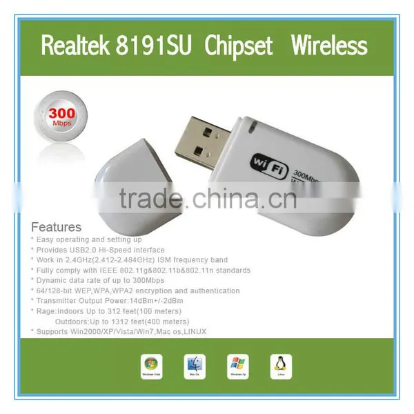 Rtl8191 Chipset 300Mbps Wireless Wifi Usb Adapter