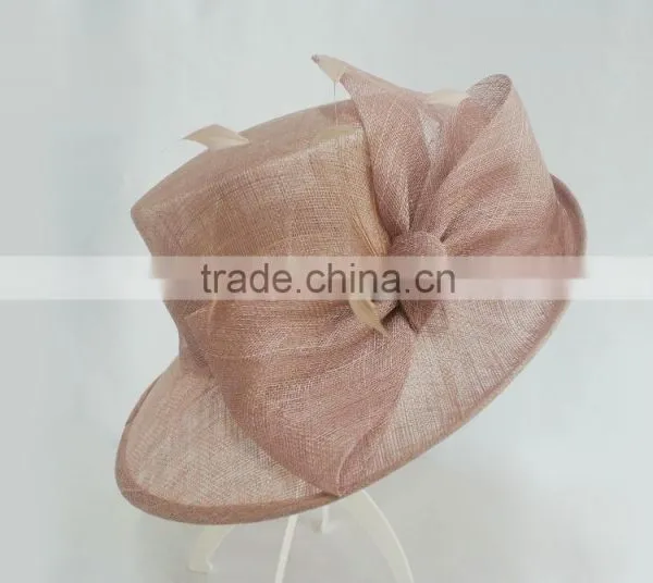 Feather Bow Sinamay Church Hats For Women