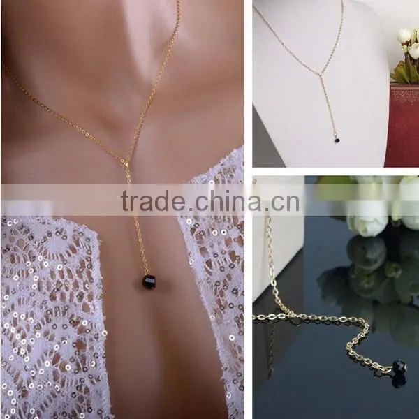 Chain Necklace With Crystal Set and Delicate Gold Necklace photo-2