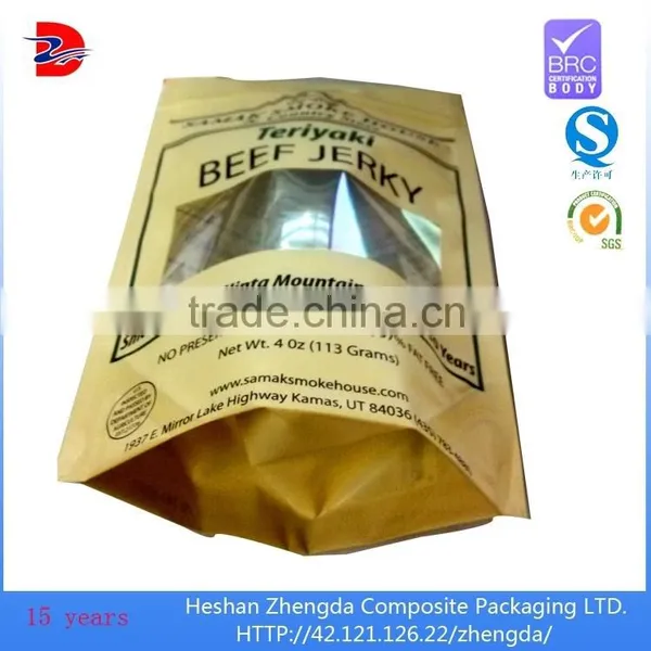 Custom Beef Jerky Snack Stand up Food Packaging Zipper Bag With Window and Matte Ink photo-2