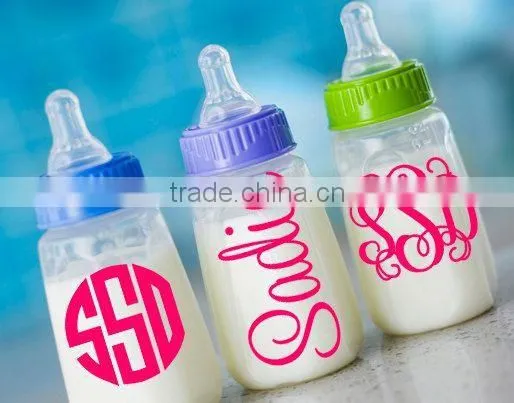 Baby Bottle Monogram Decal Stickers Monogram Sticker Decal for Indoor and Outdoor