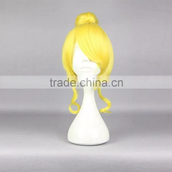 Cosplay Wig Pretty Girl Haistyle 30cm Short Wavy Yellow Synthetic Hair Anime Cosplay Love Live Ayase Eli Wig Pigtail Cosplay Wig photo-2