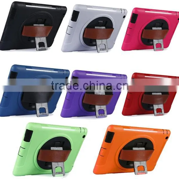360 Rotating Heavy Duty Rugged Hybrid Armor Case for IPad Air Air 2, With Touch Screen, Leather Hand Strap photo-5