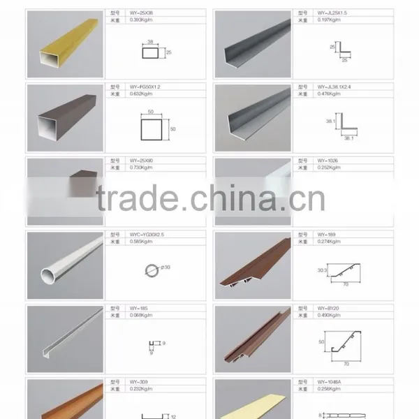 Aluminum profiles with anodizing, powder coating and other finish used on curtain wall, hand rail, sliding windows