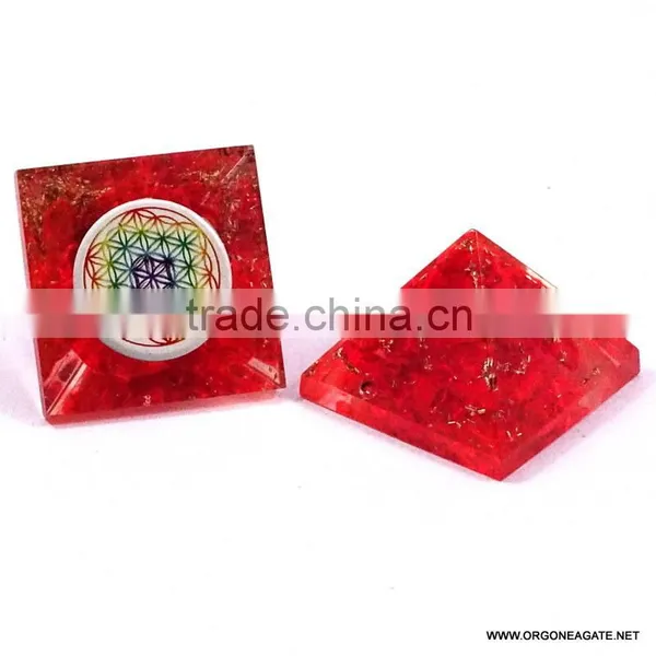 Orgonite Little Pyramid - Red Onyx | Indian Manufacturer Of Chakra Flower Of Life Pyramid photo-2