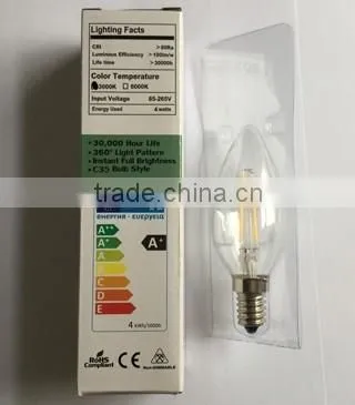 4 Watt Filament LED Candelabra Bulb E12 Base Flame Tip photo-4