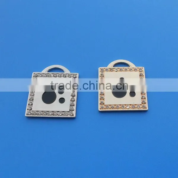 Square Pet Dog id Tag Dog Paw With Rhinestone Collar Tag