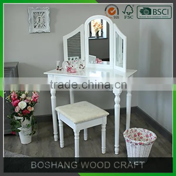 High Quality Girl White Dresser With Mirror Table With Chair