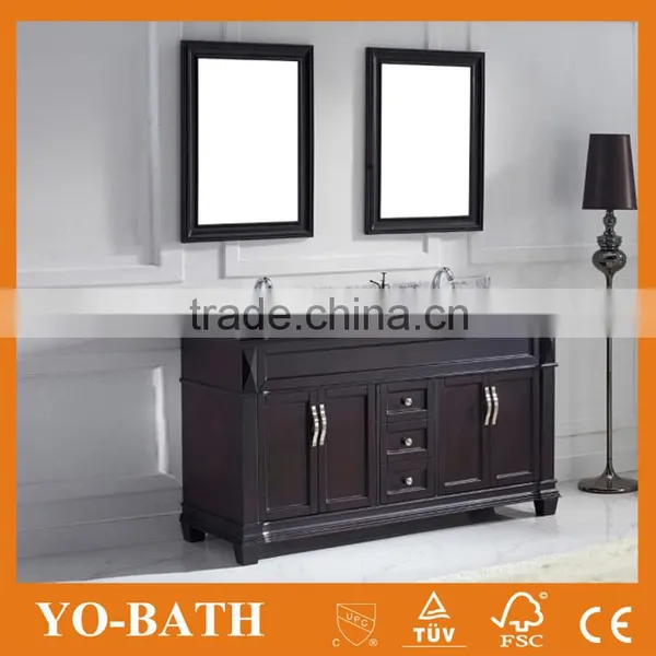 60 Inch Double Sink Traditional Bathroom Vanity With Marble Top photo-2