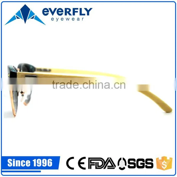 Beautiful Stylish Custom Design Metal Acetate Front Sunglass Slim Temple Bamboo Wood Sunglasses Quality Choice photo-3