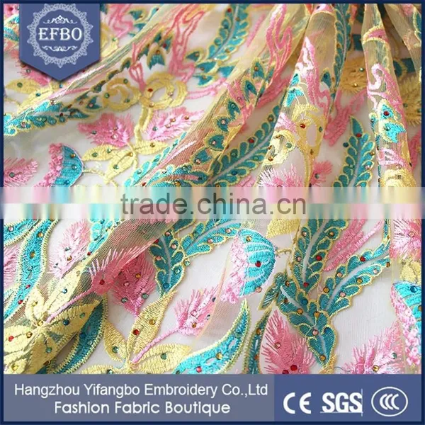 New Products English Tulle Lace Fabric African Embroidery Stone for Bridal Dress photo-3