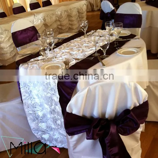 Satin Rosette Table Cloth Table Runner for Wedding Banquet Quality Choice photo-6