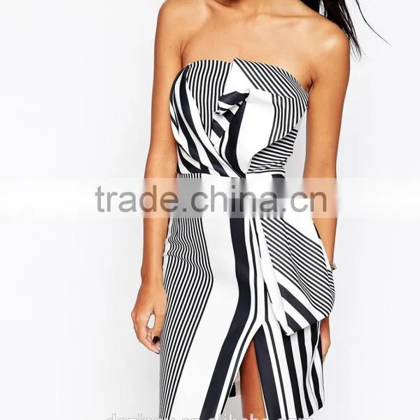 Bow Bandeau Stripe Print Dress photo-3