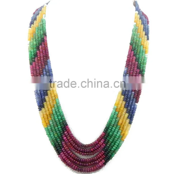 Natural Multi Colour Sapphire Smooth Beads photo-3