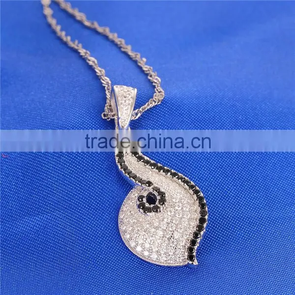 Black Spinel And White Zircon Indian Silver Jewelry Set E008 photo-3