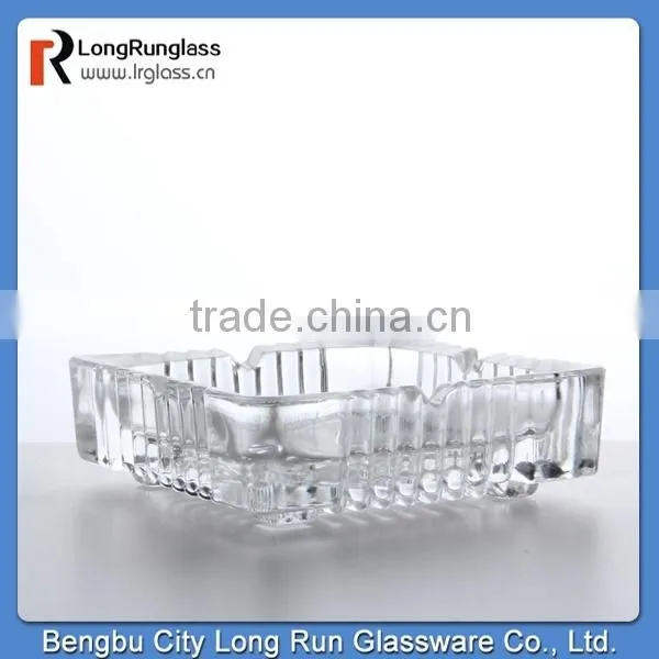 LongRun Classico Design Vertical Stripes Carved Square Glass Ashtray photo-2