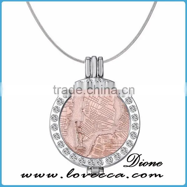 Jewelry Rose Gold Coinlocket Interchangable Coin Holder Necklace photo-6