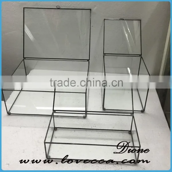 Metal Decoration Vintage Gift Cabinet Display Home Stained Glass House Container photo-6