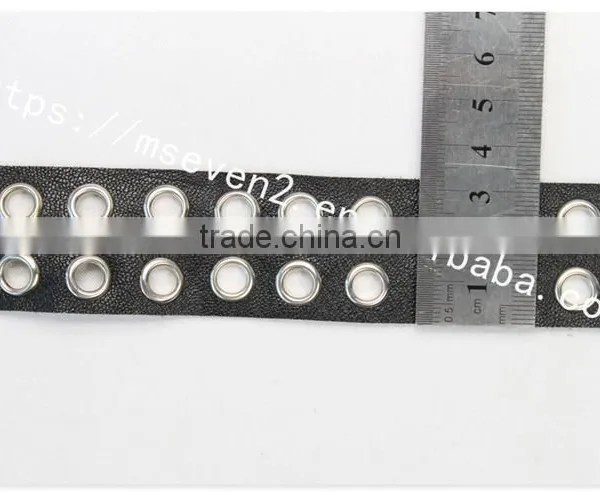 High Quality 3.3cm Width Black Leather Eyelet Trims for Shoes Wholesale photo-6