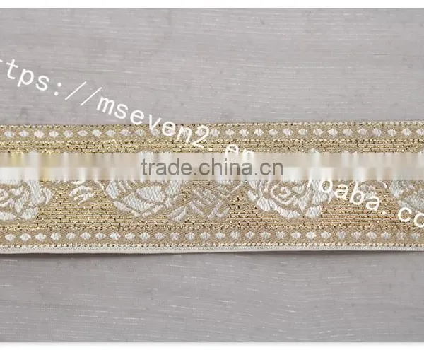 Newest Design 4.5 cm Width Ethnic Embroidery Gold Lace Trim for Garment photo-3