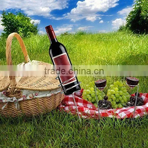 5 PCS GROUND STAKE WINE BOTTLE AND GLASS HOLDER