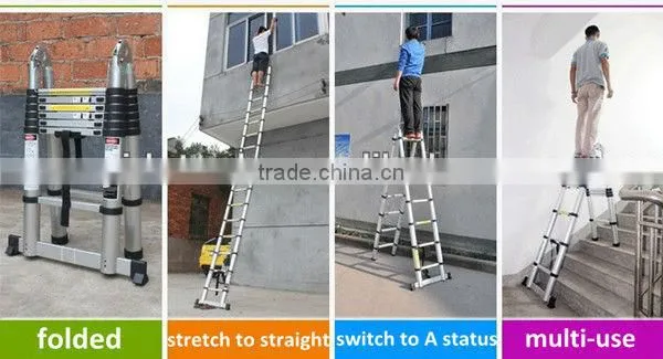 2x8 Steps 5m En131 Aluminum Folding Extension Portable Telescopic Ladder photo-5