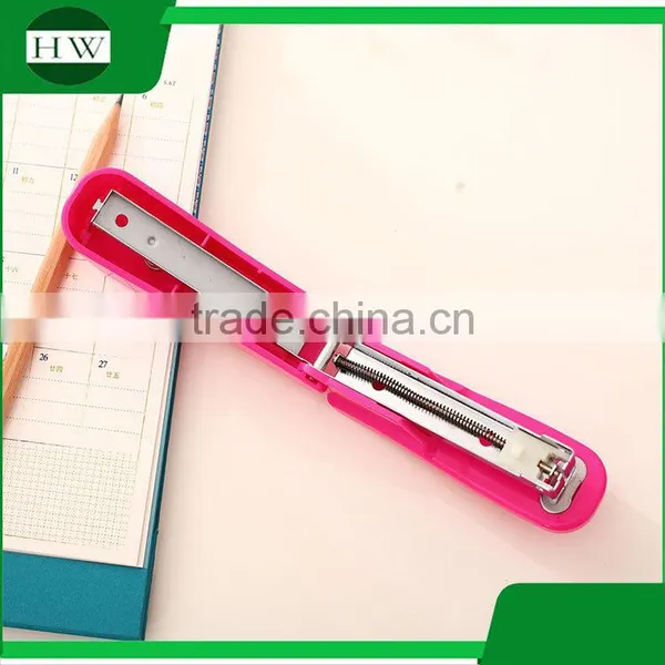 Plastic Mini Colorful Portable Office Stationery Manual Paper Stitcher Stapling Machine Stapler photo-3