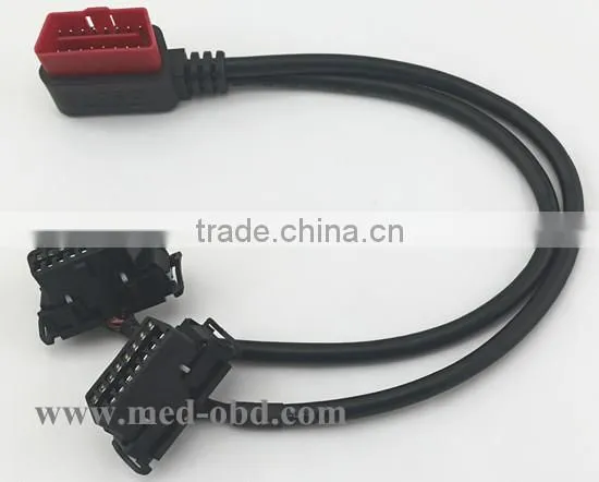OBD2 Splitter Y Cable, Right-angle J1962M to 2 J1962F, Y Cable, 1ft photo-2
