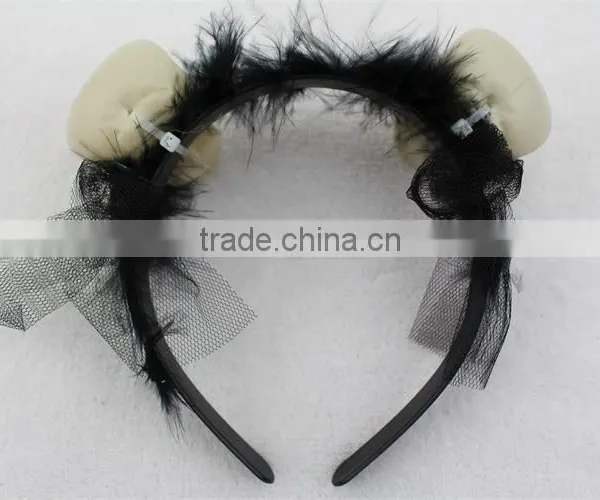 Halloween Skull Hairband Scary Skull Headband With Feather photo-3