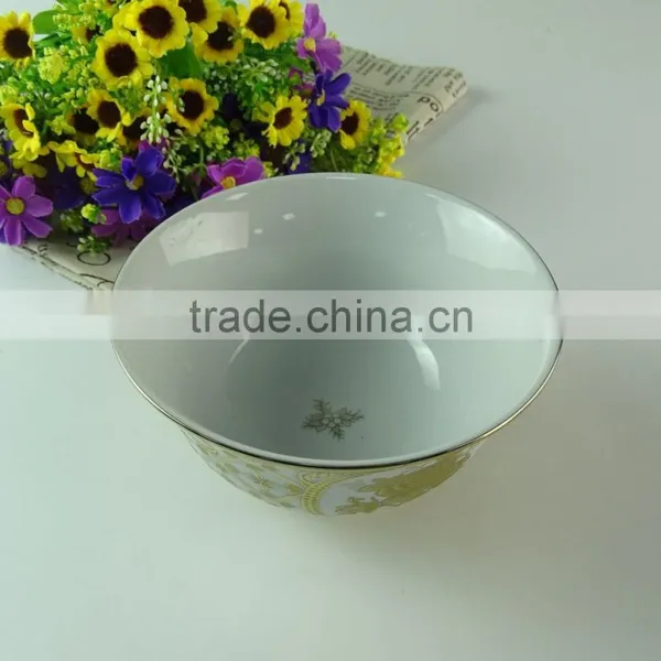 Chaozhou Supplier Stocked White Porcelain Rice Bowls With Gold Line Decal Household Bowls photo-2