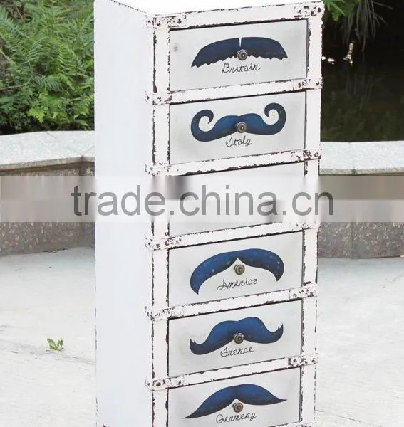 2015 New Design Antique White Wooden Cabinet Goatee for Home Decoration