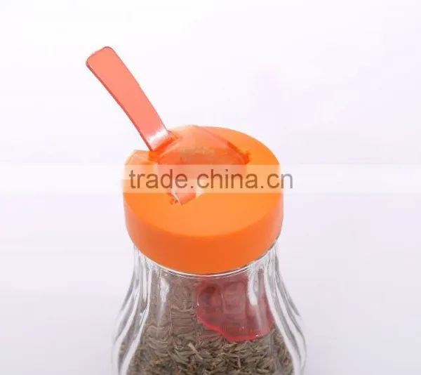 6oz Clear Glass Spice Jar With Decorative Screw Top Lid Plastic Spoon photo-2