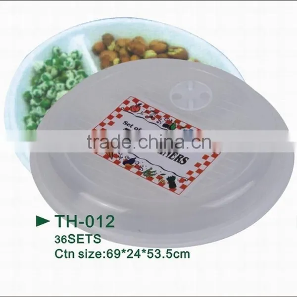 Plastic Square Rect. Microwave 3 Compartment Reusable Food Storage Containers TH-012 photo-3